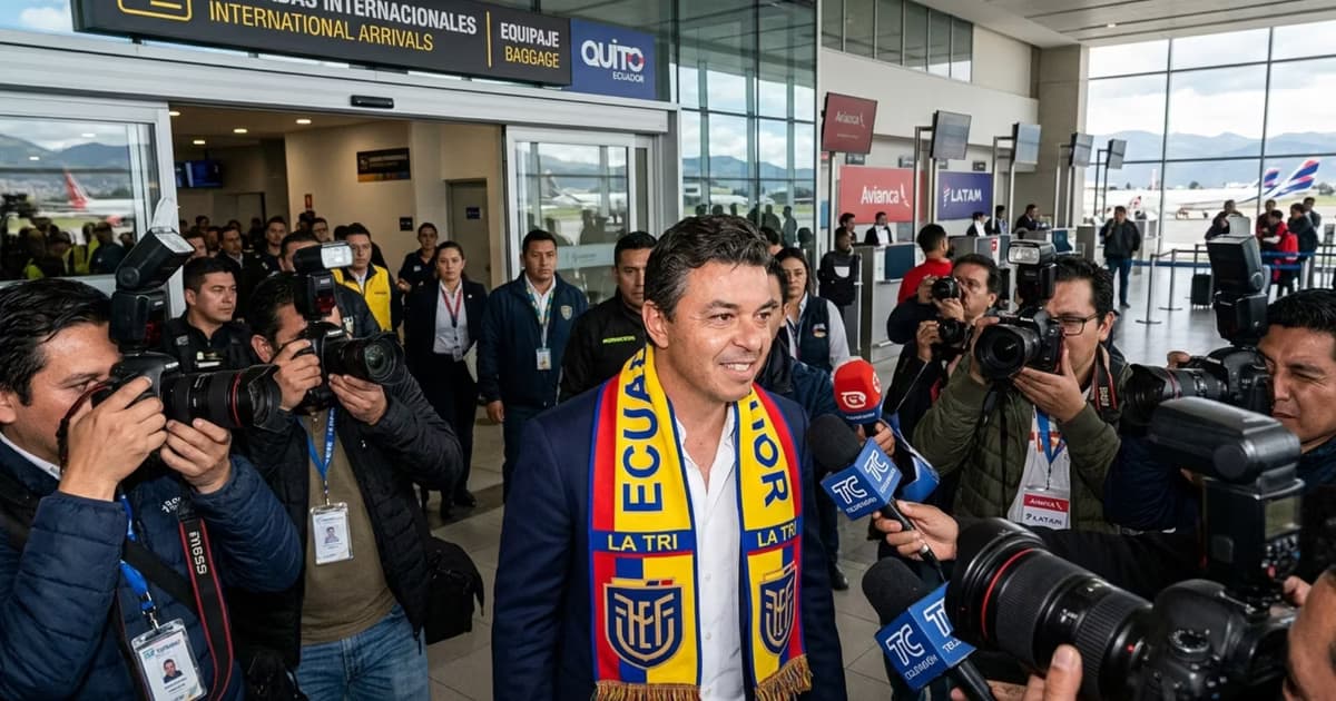 Marcelo Gallardo llegando a Ecuador