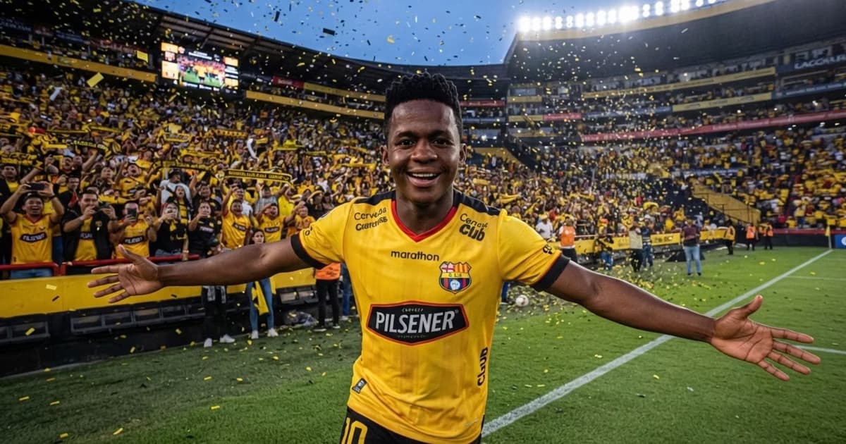 Juan Cazares celebrando con Barcelona SC