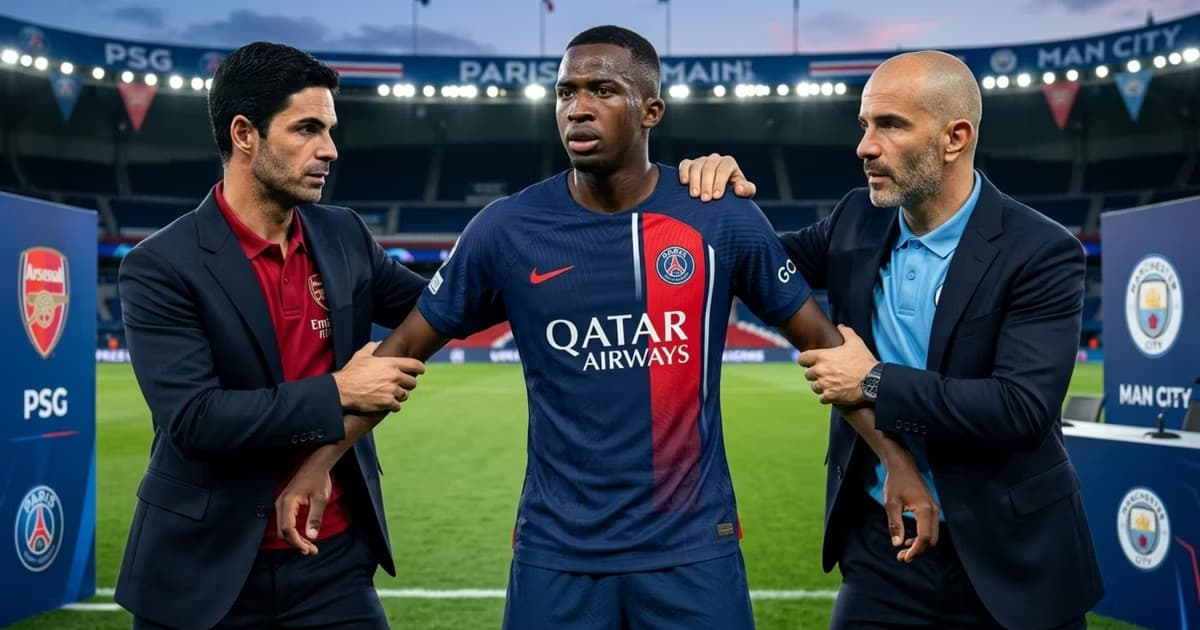 Mikel Arteta peleándose por Willian Pacho con Enzo Maresca
