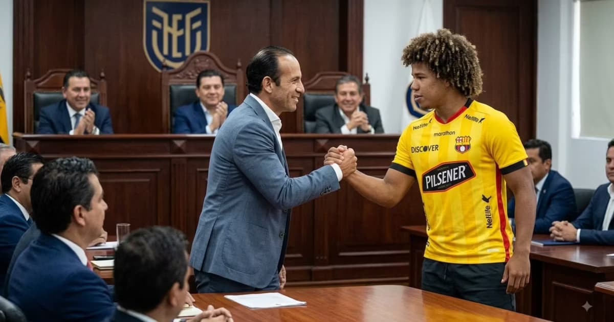 Francisco Egas y Erick Mendoza en un tribunal de la FEF