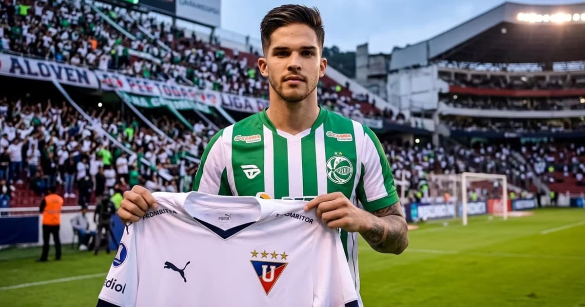 Luis Amarilla con la camiseta de LDU en sus manos
