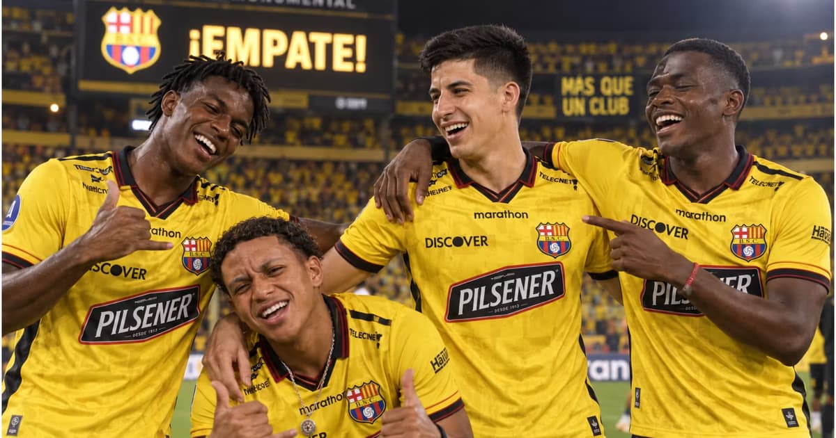Los jugadores de Barcelona riendo después de un empate de BSC