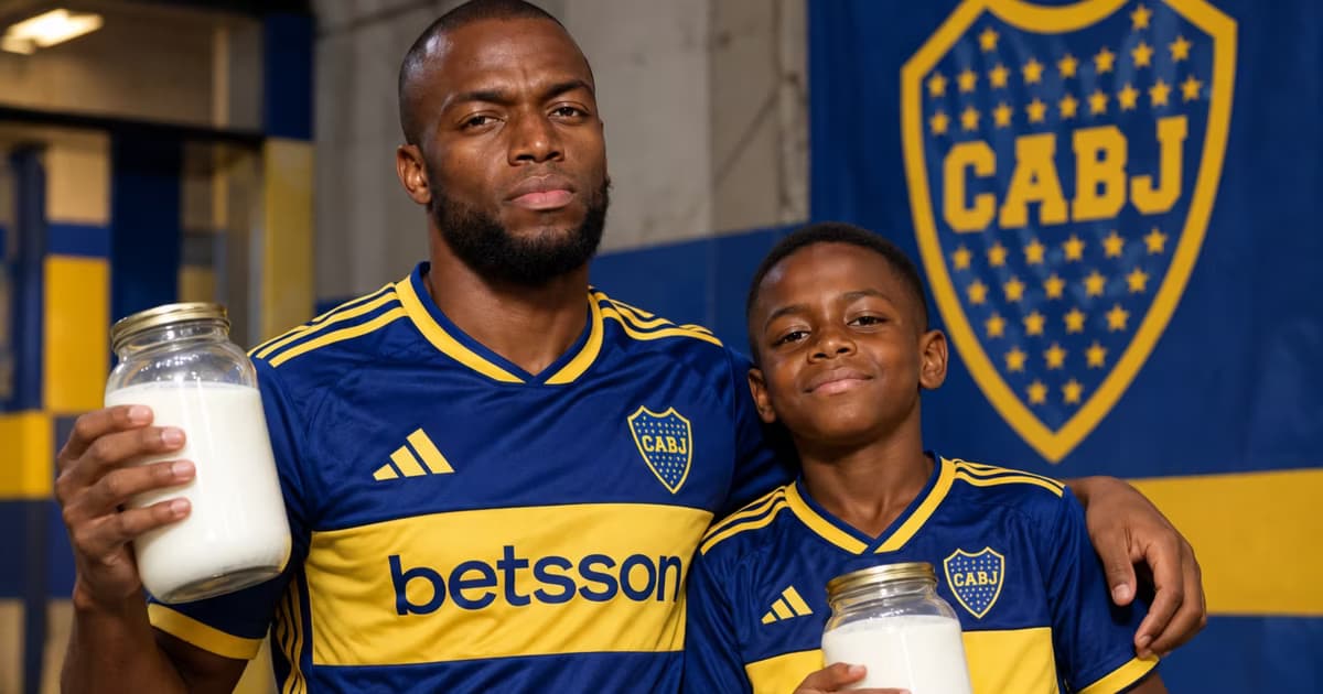 Enner Valencia con frascos de leche