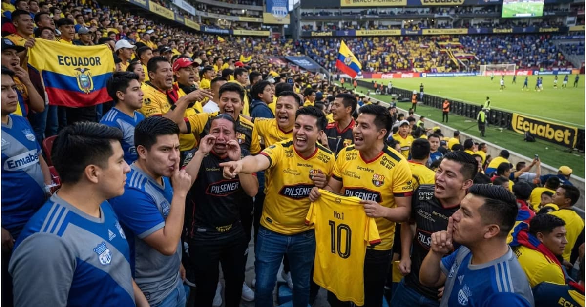 Los hinchas de Barcelona SC burlándose de Emelec