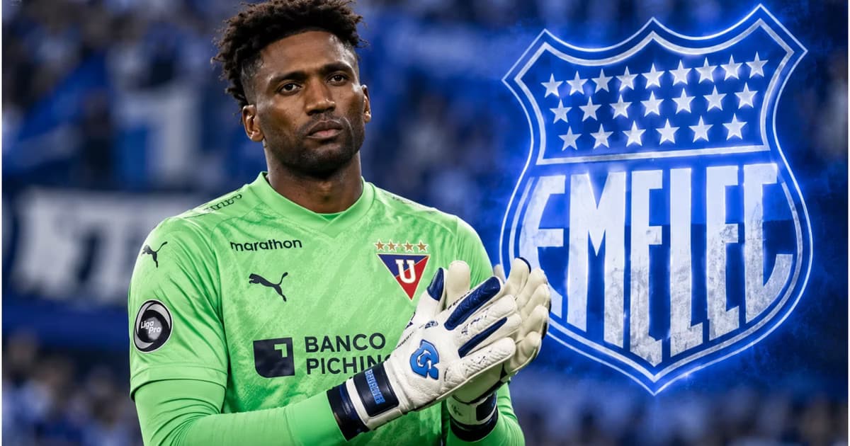 Alexander Domínguez y el escudo de Emelec
