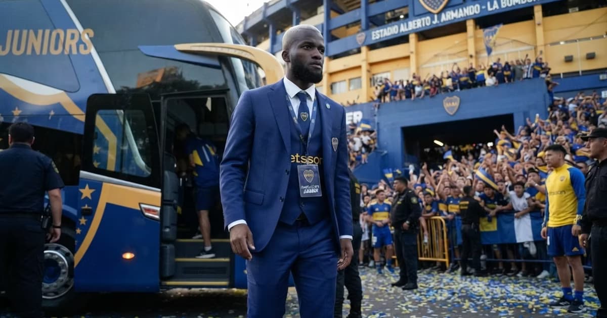 Enner Valencia con la delegación de Boca Juniors