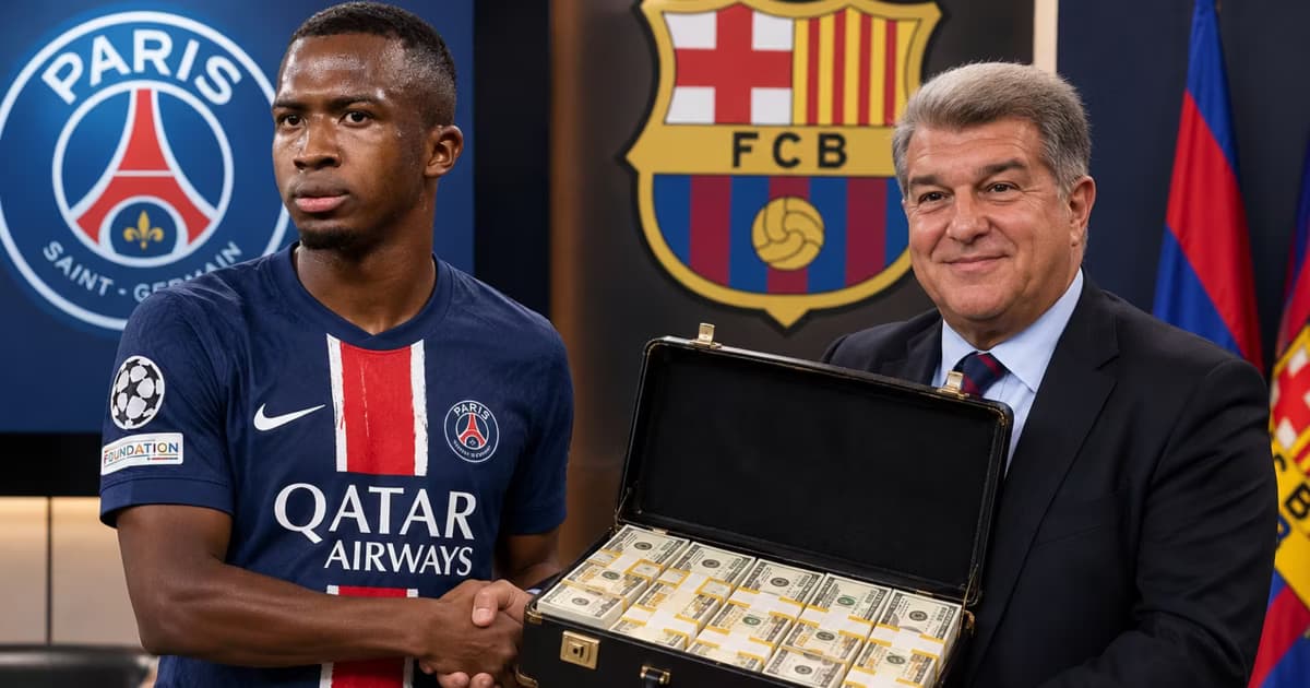 Willian Pacho y Joan Laporta en el FC Barcelona