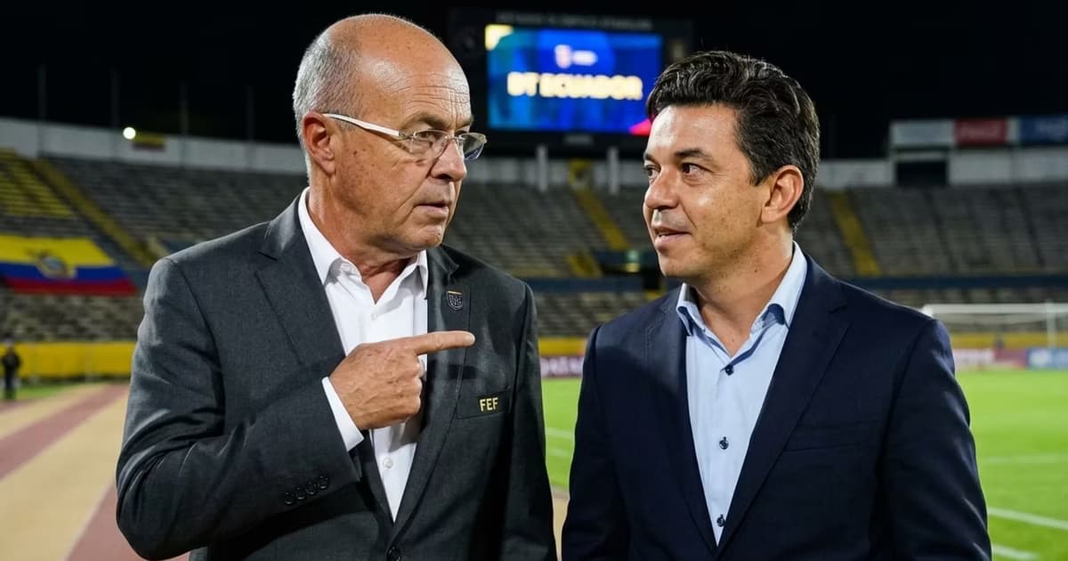 Jorge Célico y Marcelo Gallardo en el Olimpico Atahualpa