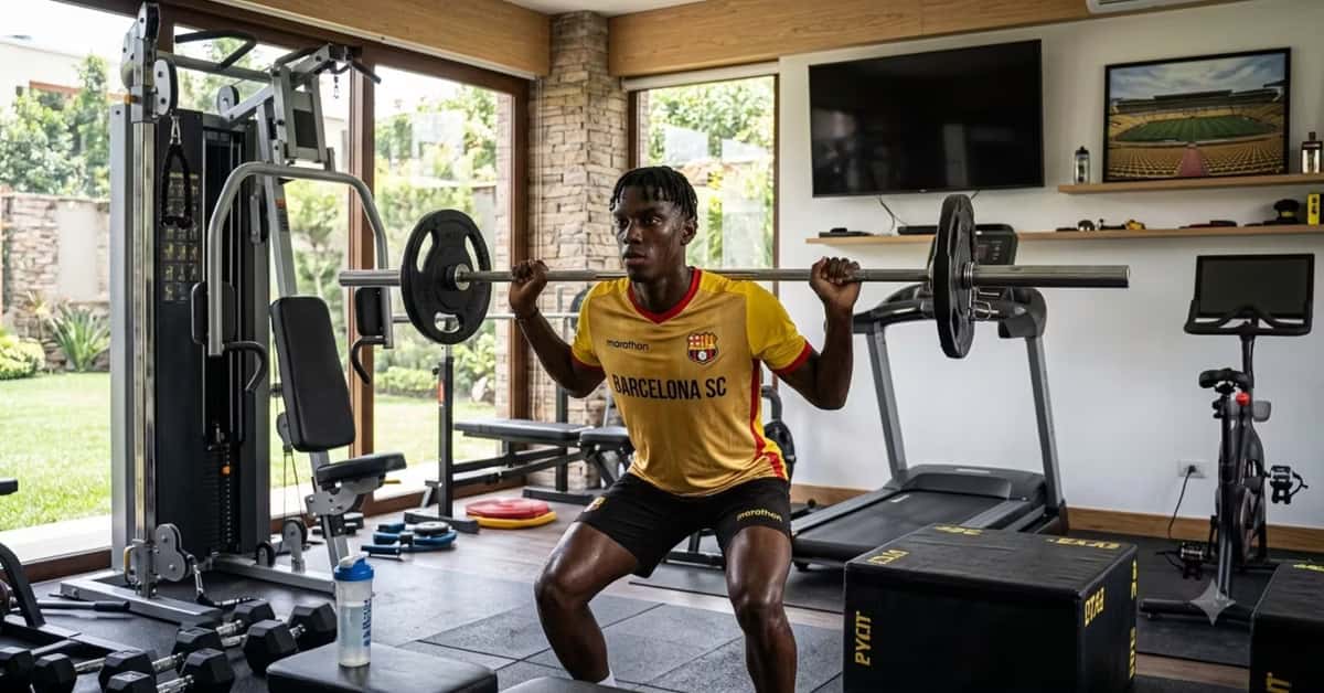 Allen Obando entrenando en su casa