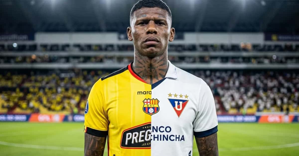 Robert Arboleda con las camisetas de Barcelona SC y LDU