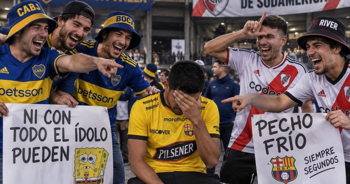 Hinchas argentinos burlándose de BSC