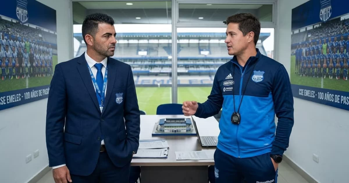 Luis Miguel Escalada con Ezequiel Medrán en Emelec
