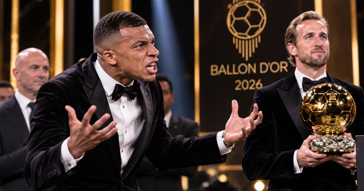 La reacción de Kylian Mbappé enojado en el Balón de Oro de Harry Kane