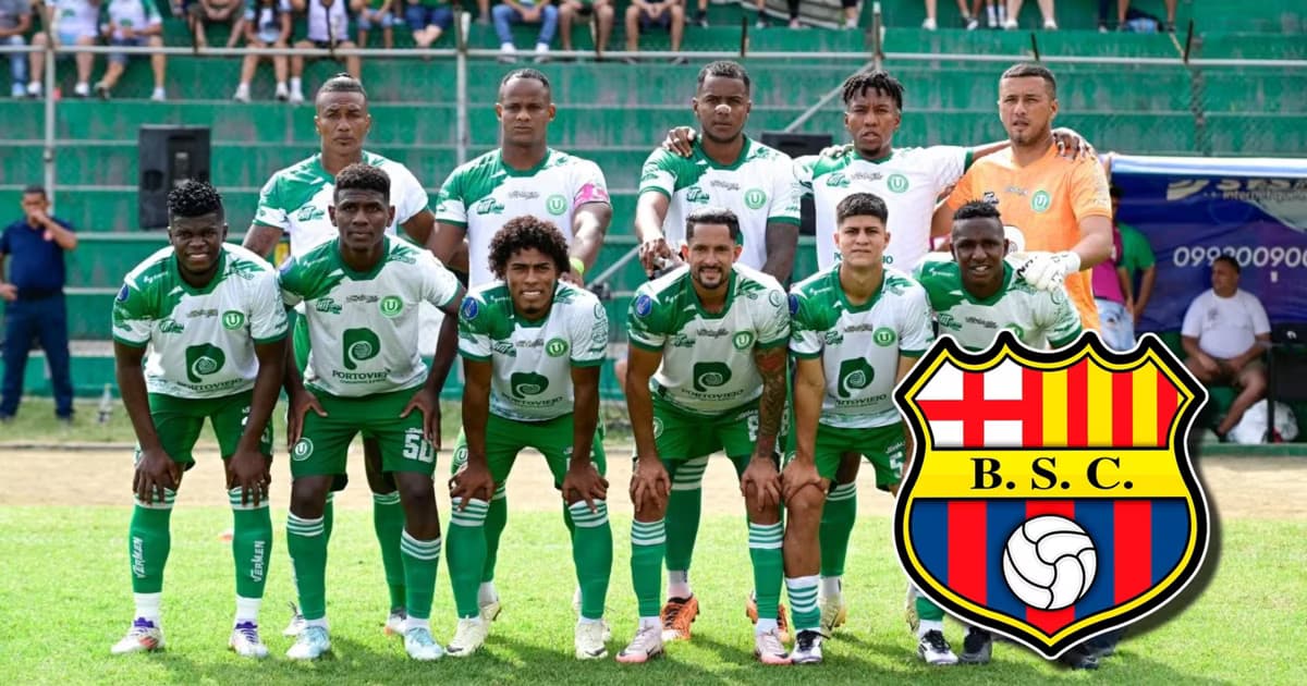 Liga de Portoviejo y el escudo de Barcelona SC
