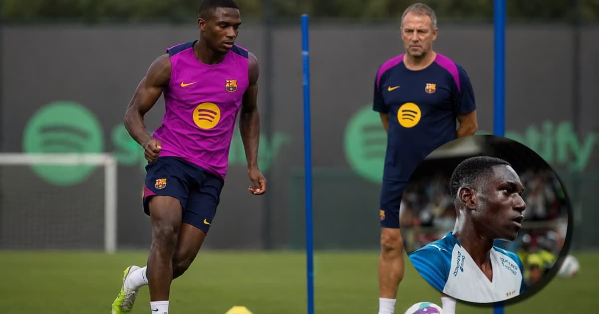 Josué Caicedo entrenando en el FC Barcelona