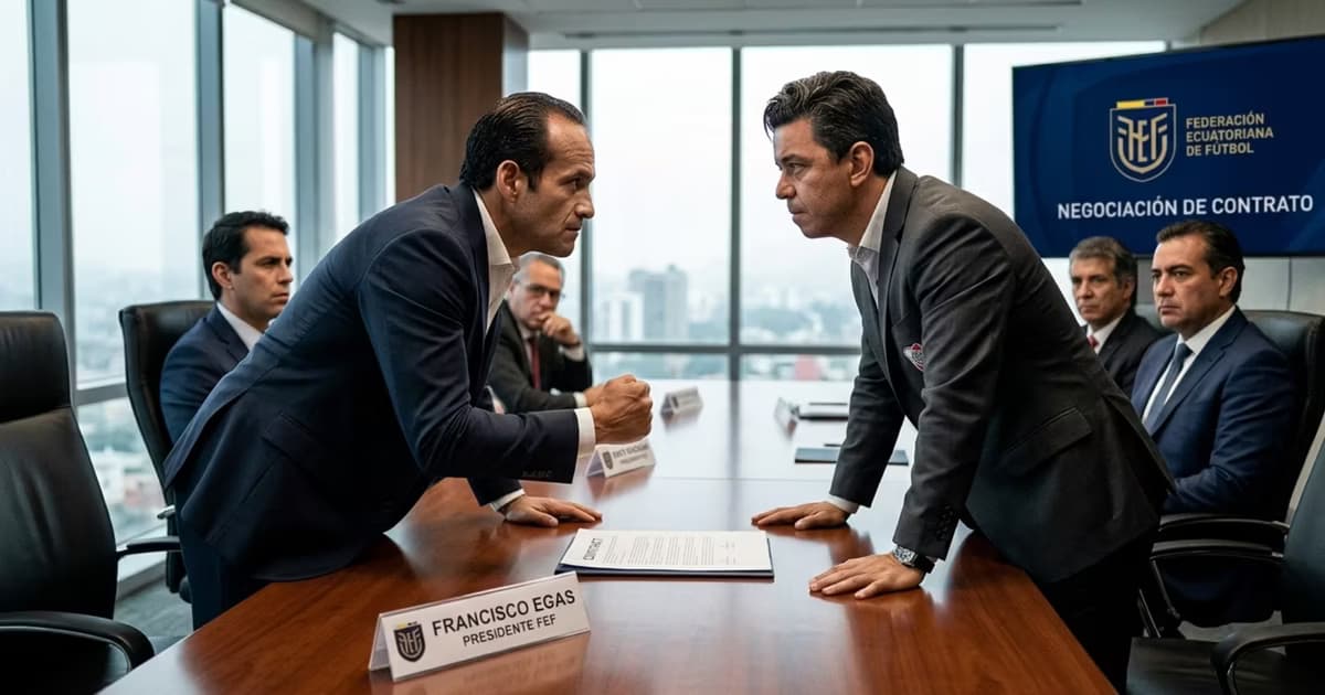 Francisco Egas y Marcelo Gallardo negociando