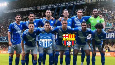 11 titular de Emelec, escudos de Emelec y Barcelona SC. Foto tomada de: Emelec/PESLogos