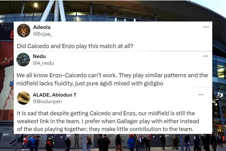 Comentarios de los hinchas del Chelsea enojados con Moisés Caicedo y Enzo Fernández