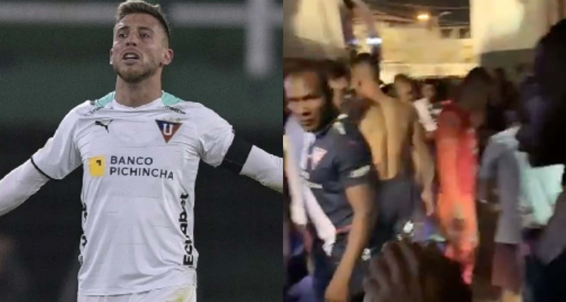 A los jugadores de LDU les lanzaron gas pimienta y uno de los más perjudicado fue Ezequiel Piovi que enseñó cómo quedaron sus ojos