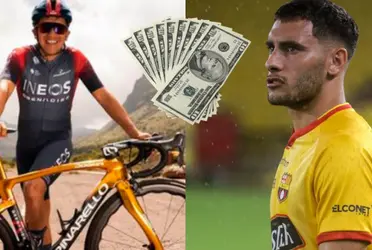 A Richard Carapaz le entregaron su nueva bicicleta dorada, que tiene un valor mayor a lo que gana Emmanuel Martínez en Barcelona SC