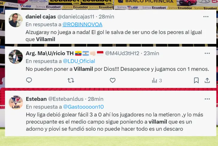 Los hinchas de Liga de Quito molestos con el rendimiento de Gabriel Villamil