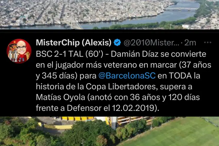 Damián Díaz se convierte en el jugador más veterano en marcar con BSC (Foto tomada de: X MisterChip)