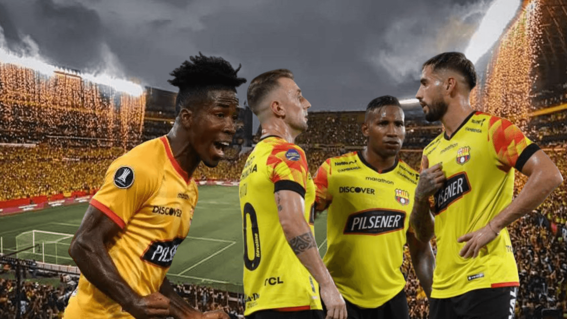 Adonis Preciado enojado, jugadores de Barcelona SC conversando. Foto tomada de: Barcelona SC