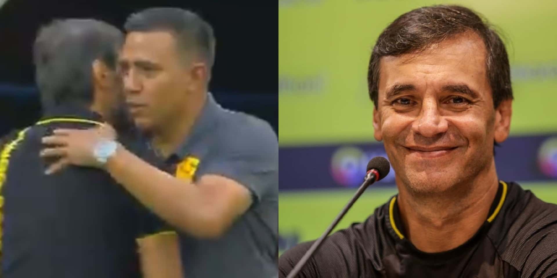 Al iniciar el partido se pudo observar que Fabián Bustos y César Farías mantuvieron un diálogo