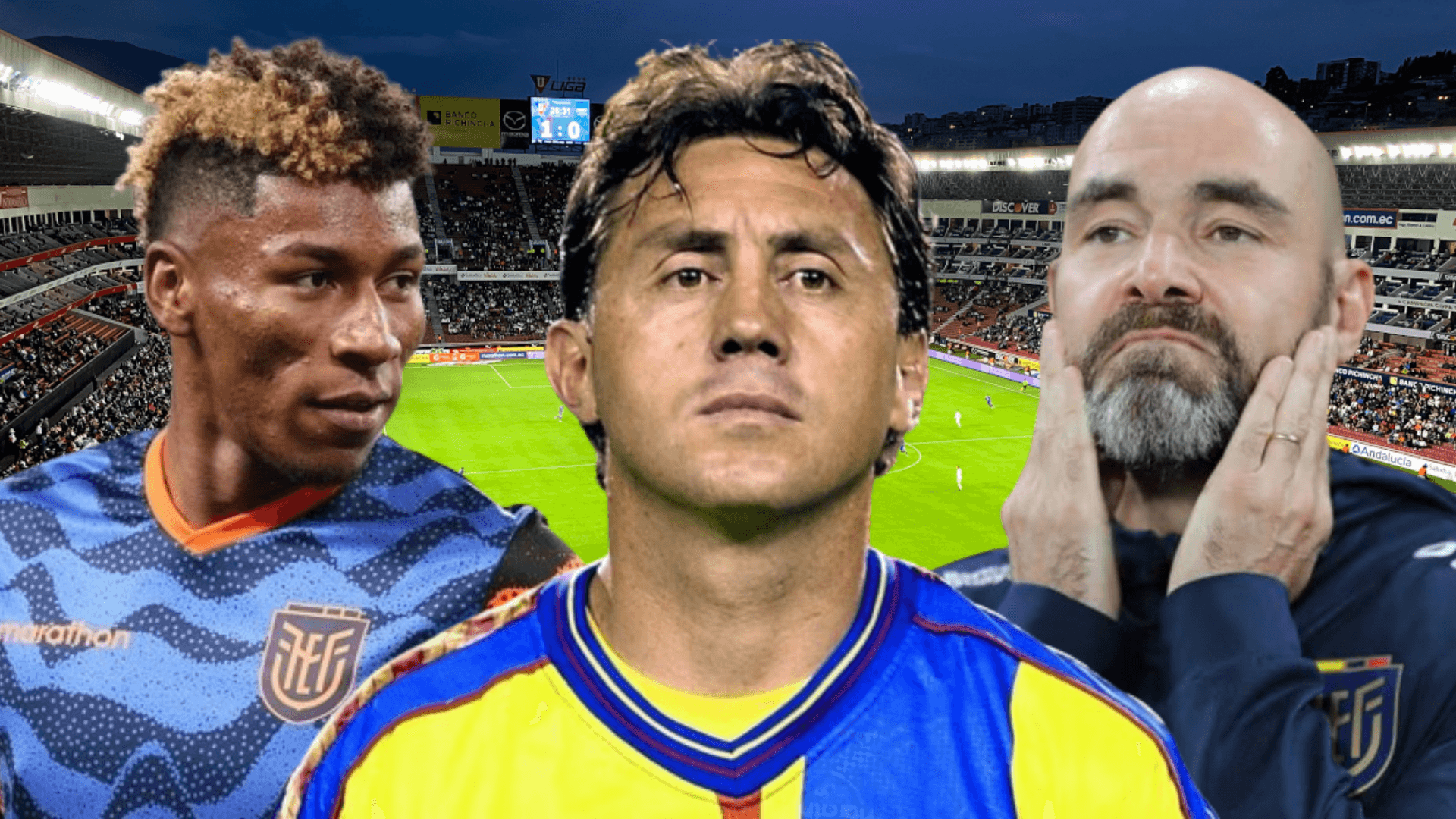 Álex Aguinaga, Kevin Rodríguez y Félix Sánchez (Foto tomada de: Primicias/El Universo/La Tri)