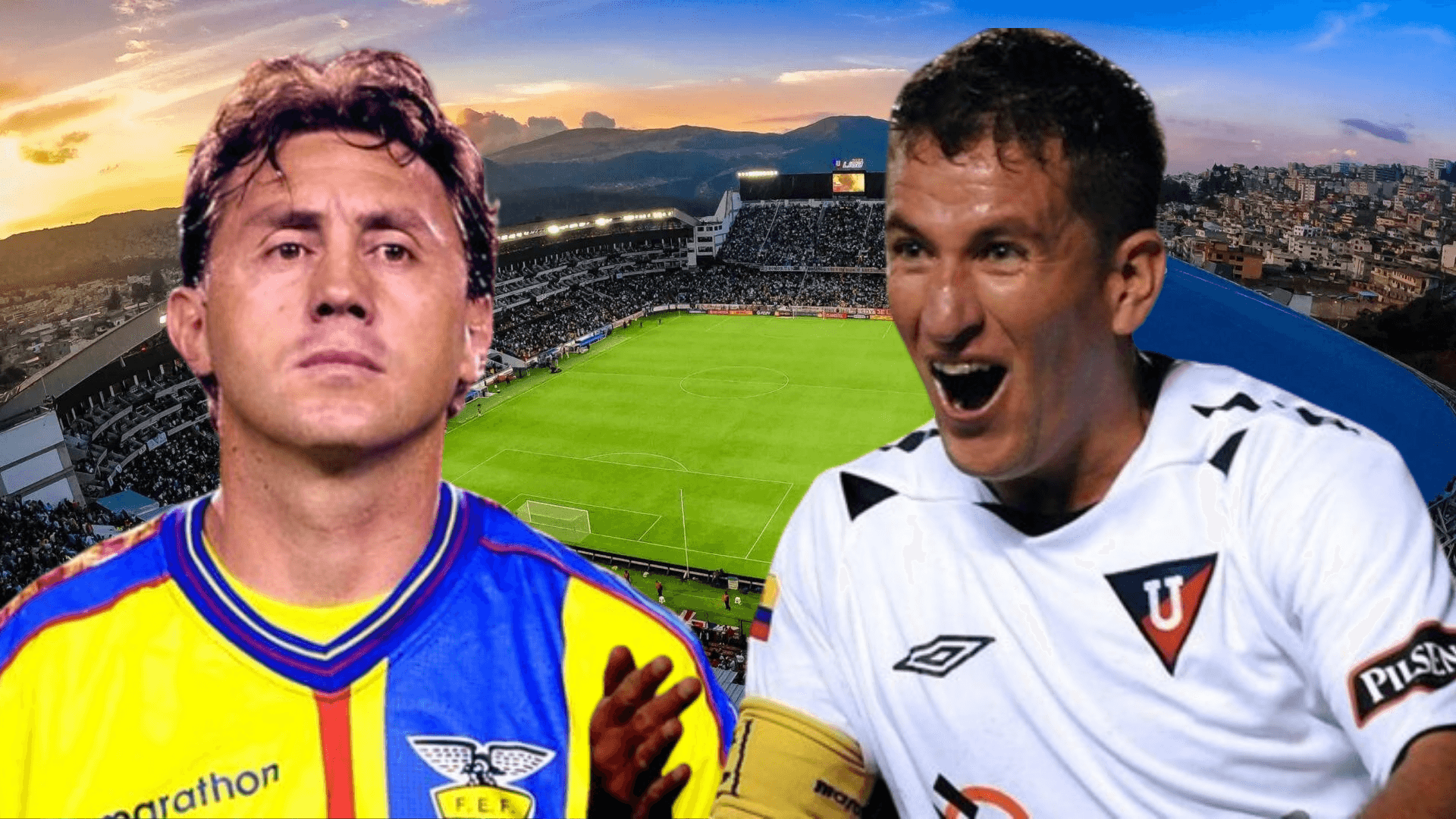 Alex Aguinaga y Patricio Urrutia en el Estadio Rodrigo Paz (Foto tomada de: Liga de Quito/La Tri)