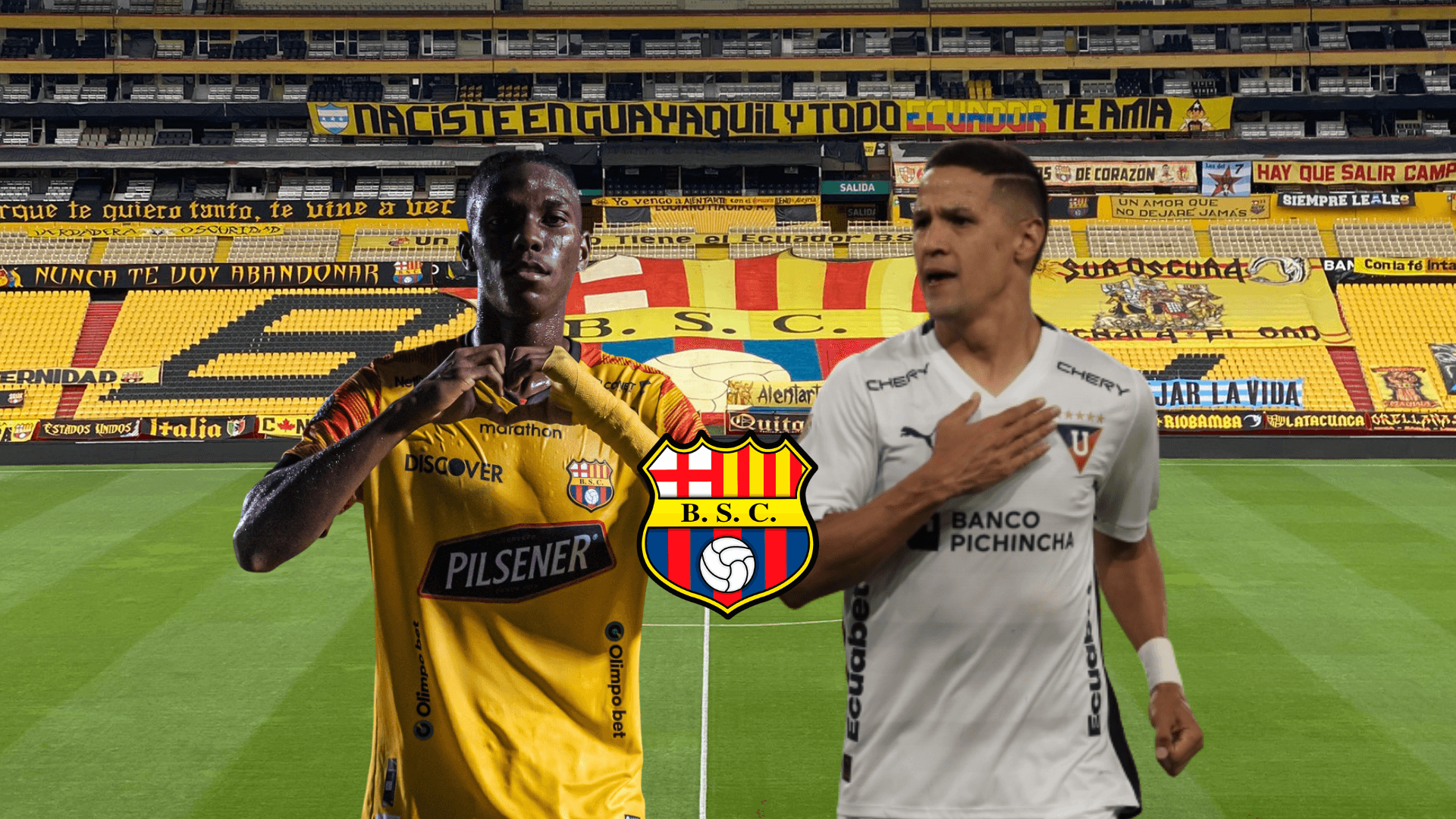 Allen Obando celebrando, Alex Arce festejando. Foto tomada de: Barcelona SC/API
