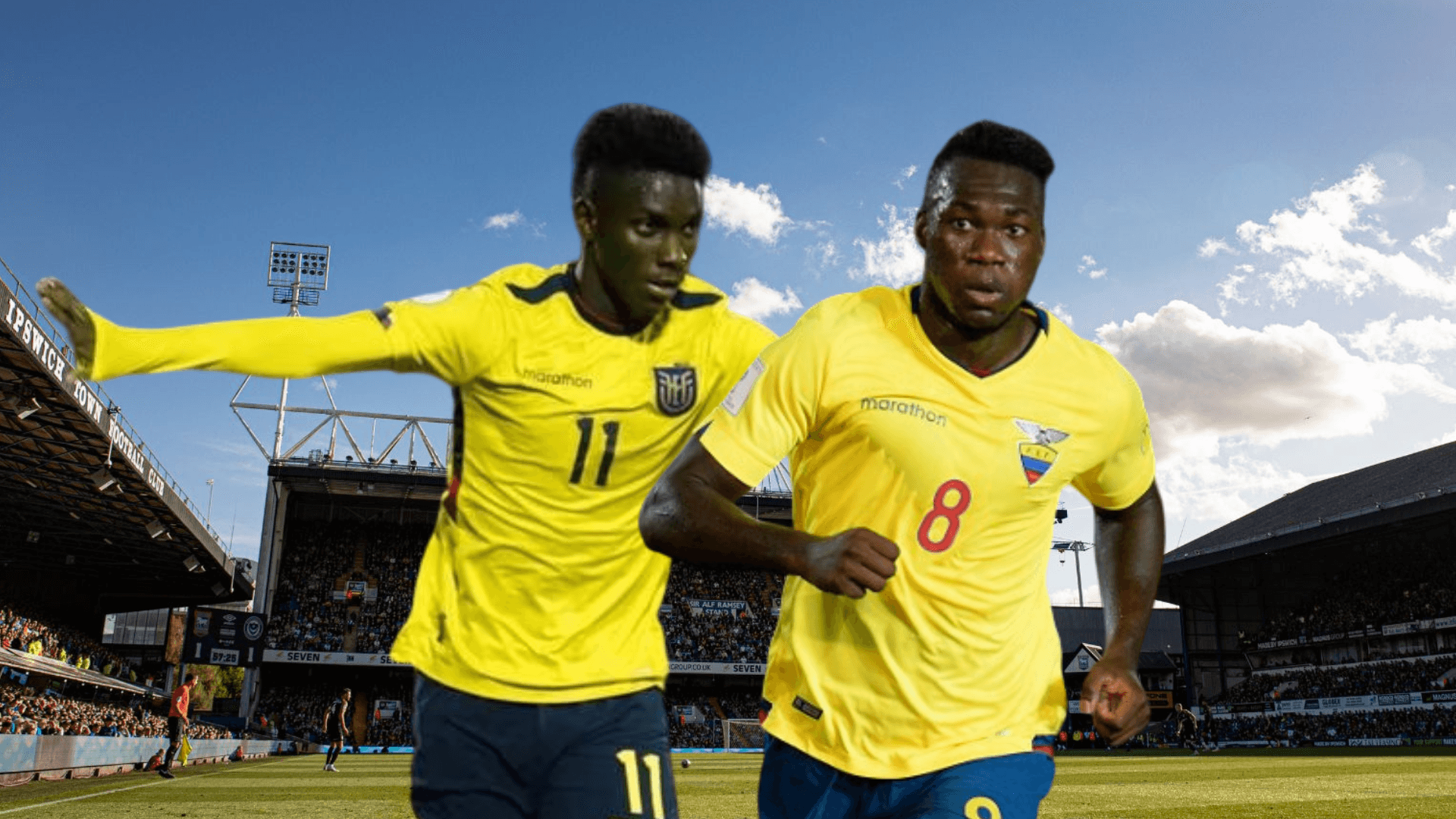Allen Obando celebrando, Felipe Caicedo corriendo. Foto tomada de: Conmebol/API