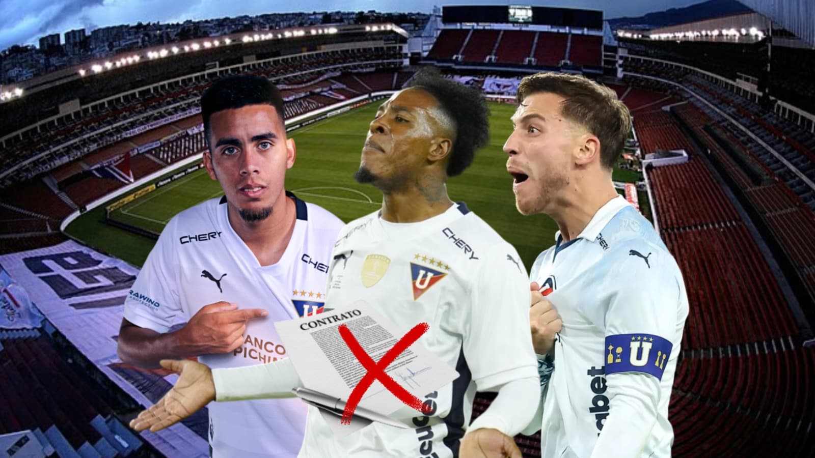 Andrés Zanini, Jhojan Julio, Ezequiel Piovi. Foto tomada de Liga de Quito