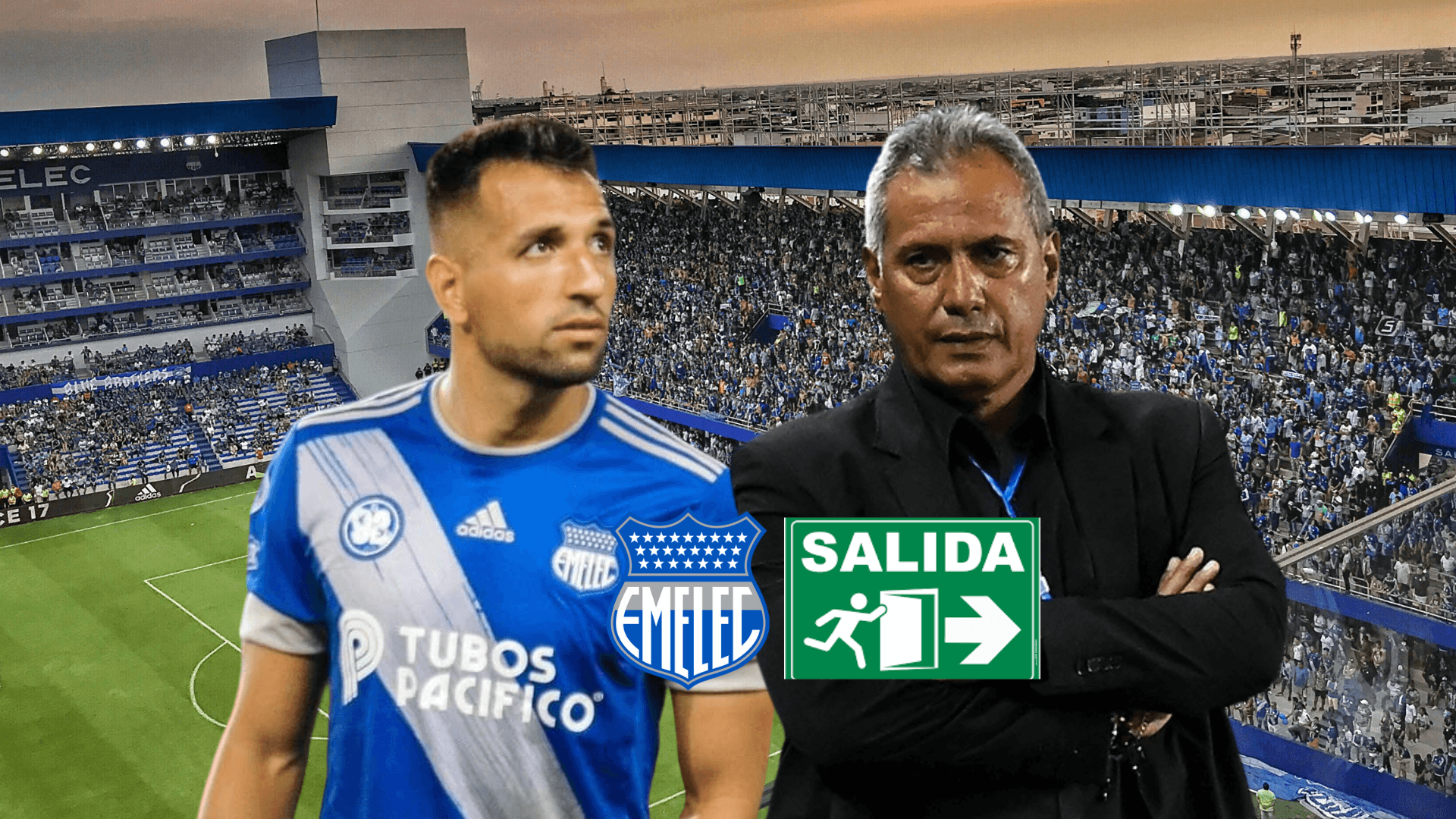 Aníbal Leguizamón pensando, Hernán Torres enojado. Foto tomada de: Emelec