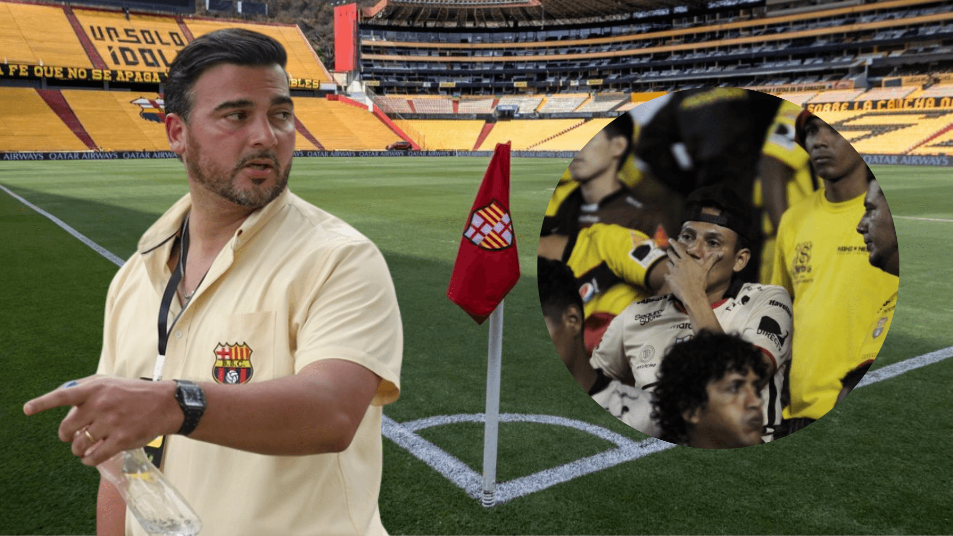 Antonio Álvarez e hinchas de Barcelona SC (Foto tomada de: Barcelona SC/API)
