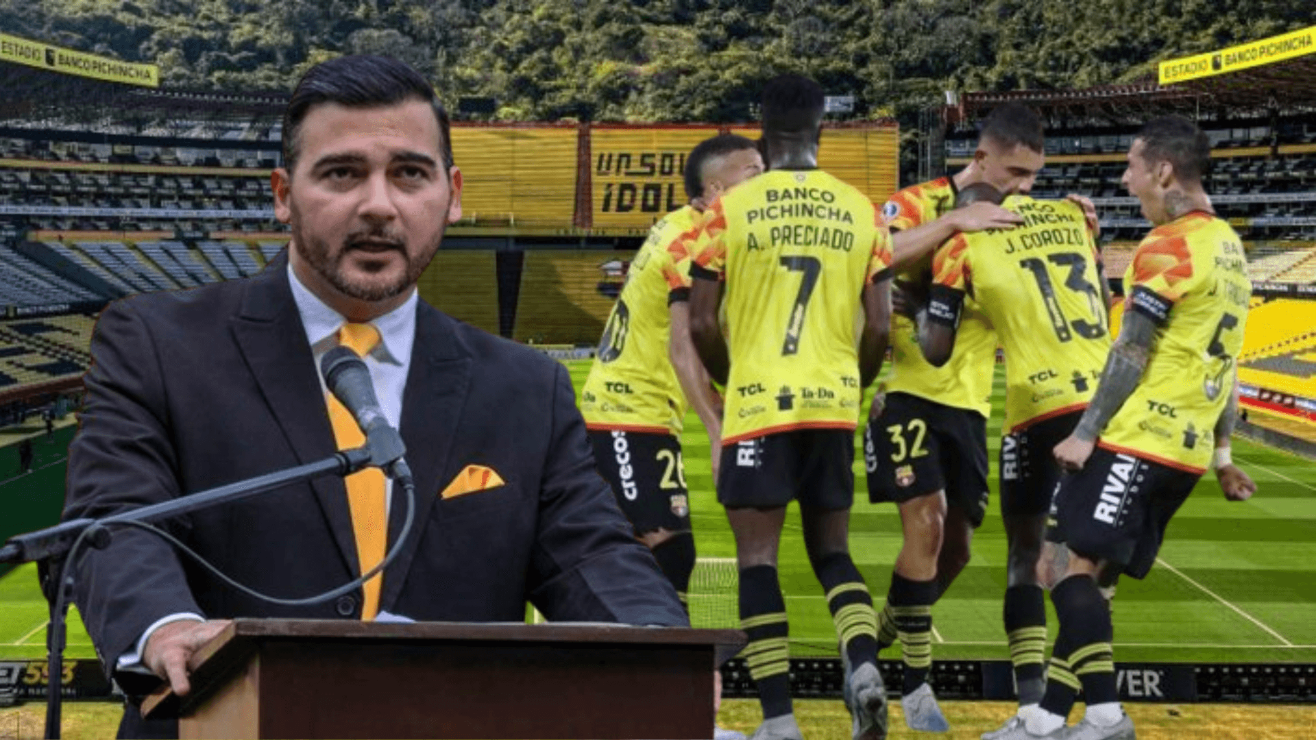 Antonio Álvarez y jugadores de Barcelona SC (Foto tomada de: Barcelona SC/API)