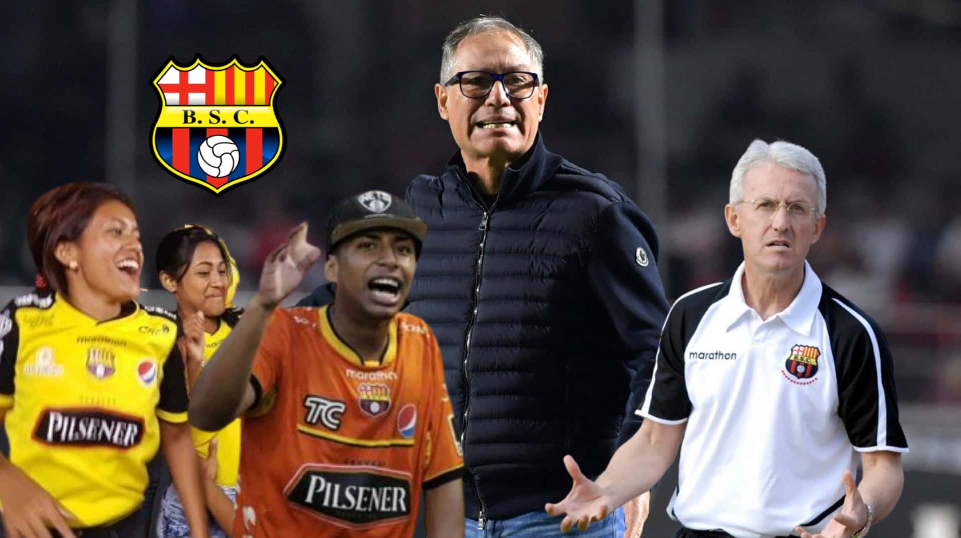 Ariel Holan, al lado los hinchas de Barcelona SC y Benito Floro. FOTO: El Universo