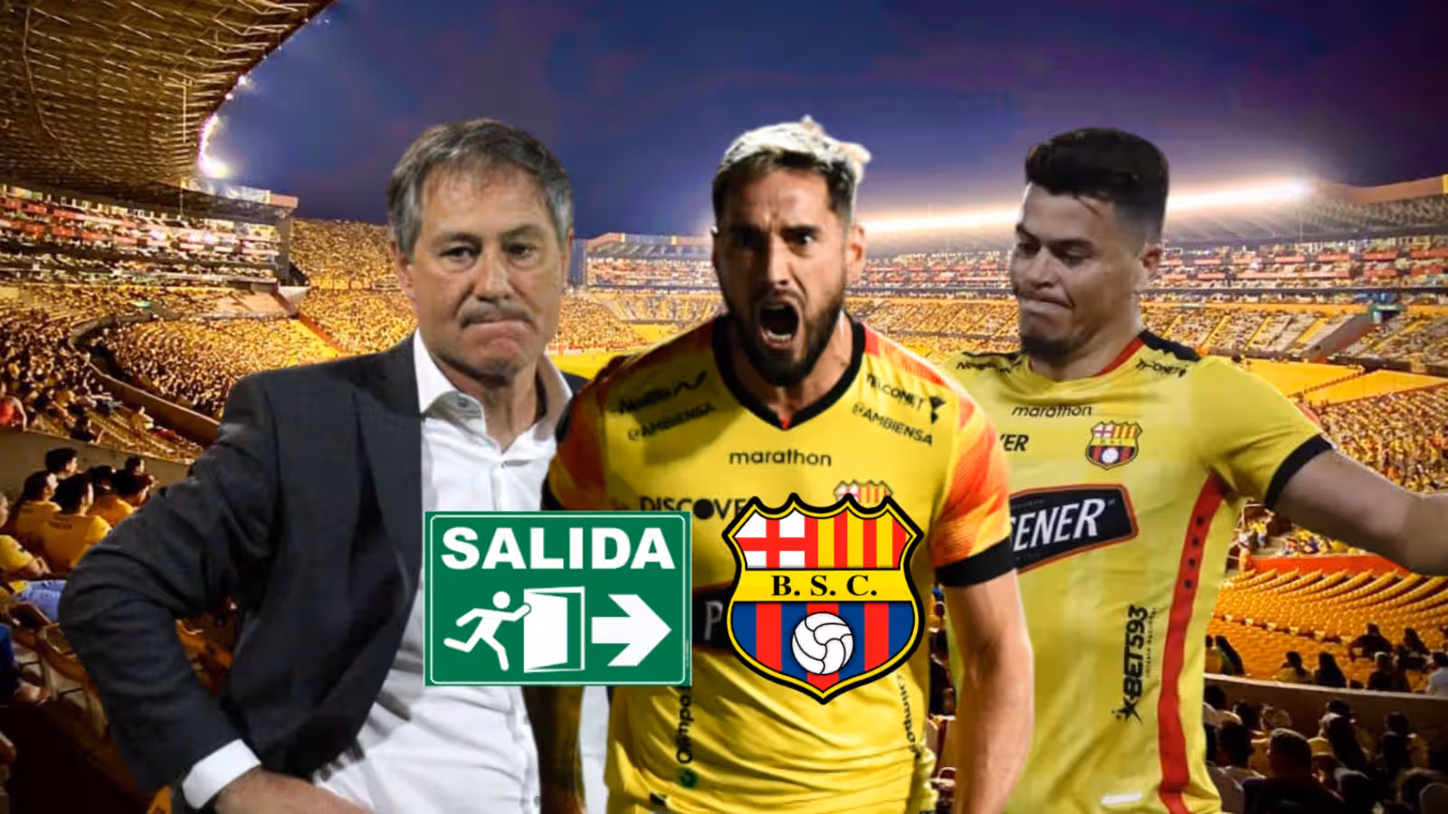 Ariel Holan, Carlos Rodríguez, Francisco Fydriszewski. Foto tomada de: Barcelona SC/Ecuavisa