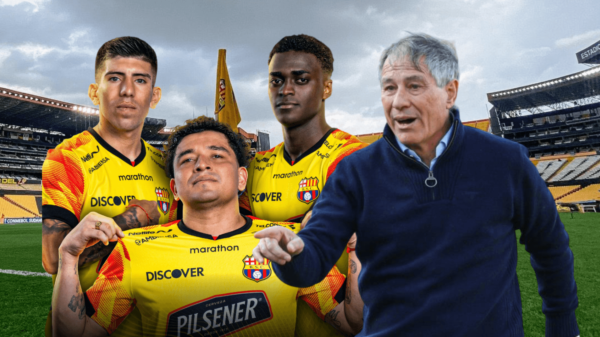 Ariel Holan dirigiendo, jugadores de Barcelona SC. Foto tomada de: BSC