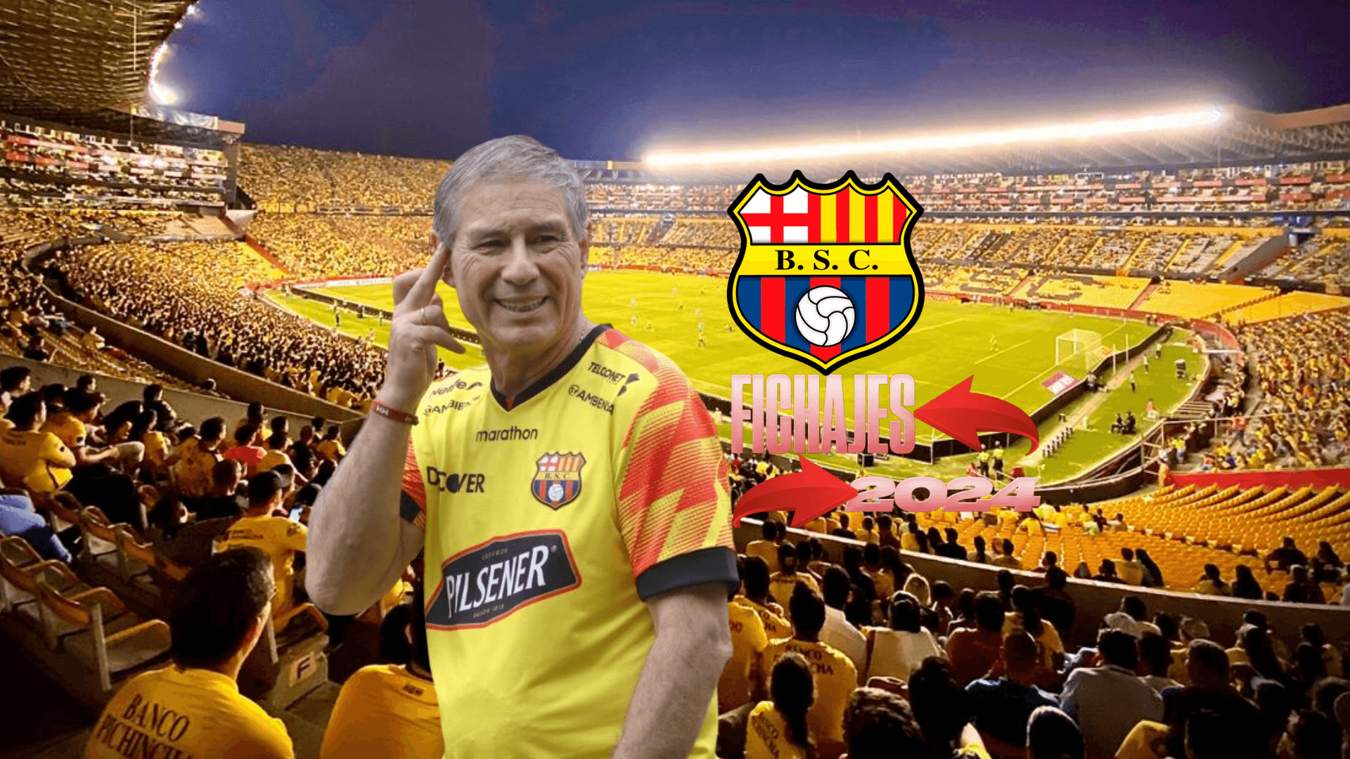 Ariel Holan DT de Barcelona y escudo de BSC. Foto tomada de: Barcelona SC/PESLogos
