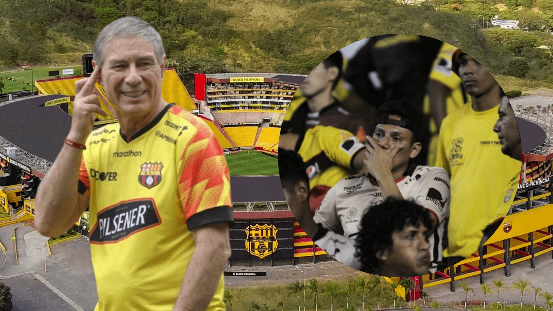 Ariel Holan e hinchas de Barcelona SC (Foto tomada de: Barcelona SC)