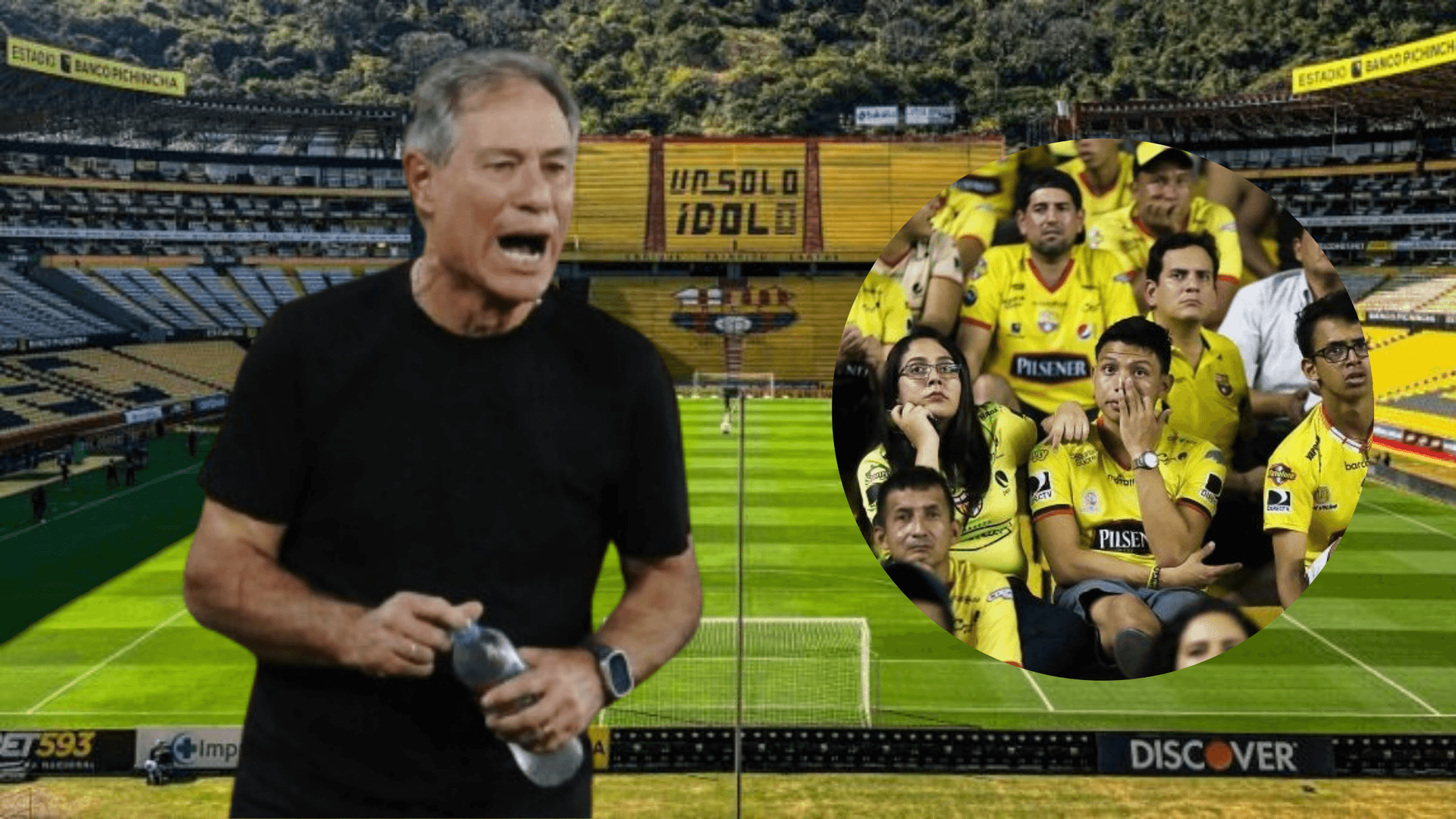 Ariel Holan e hinchas de Barcelona SC (Foto tomada de: Barcelona SC/API)
