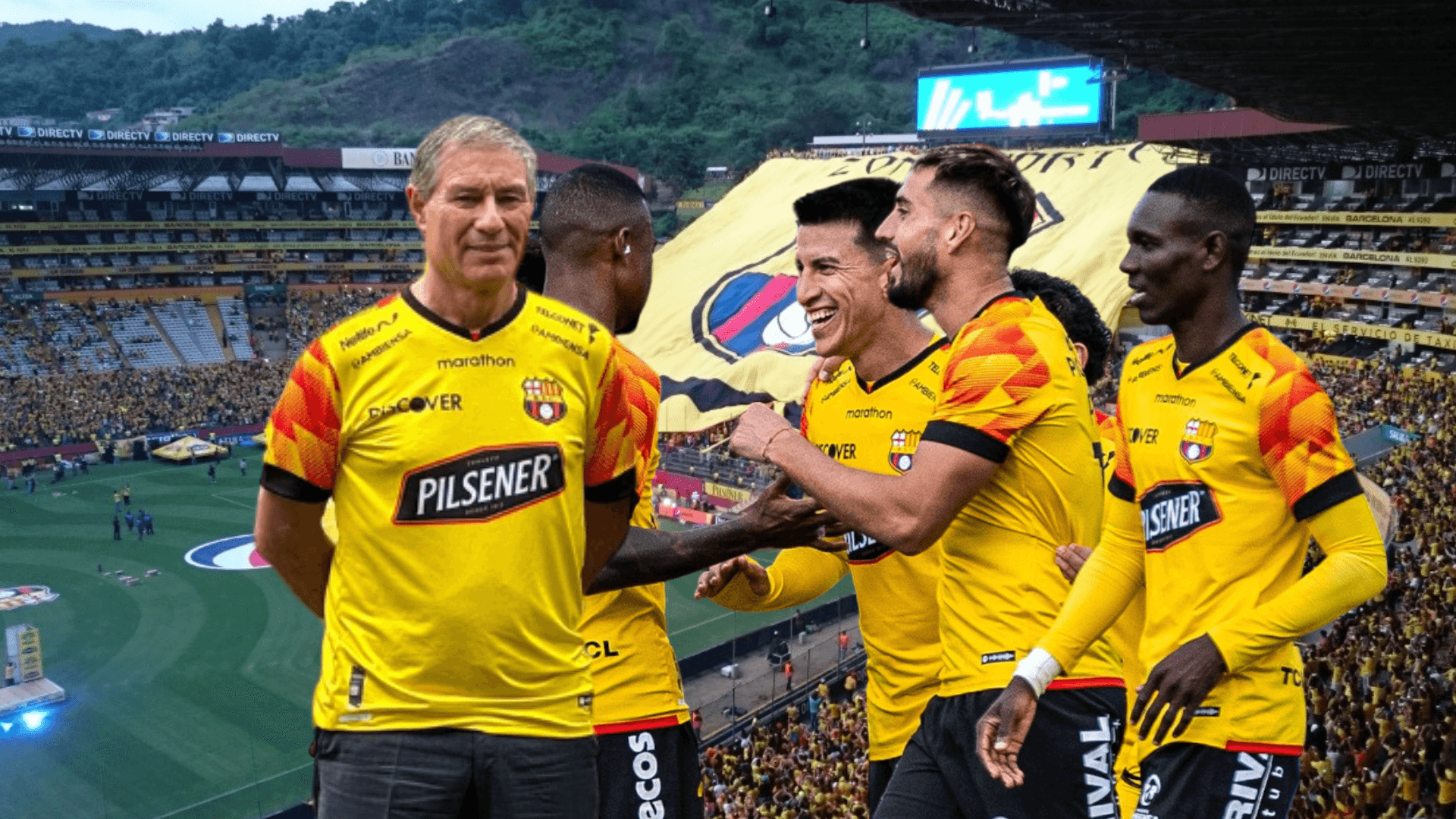 Ariel Holan, jugadores de Barcelona SC festejando. Foto tomada de: Barcelona SC