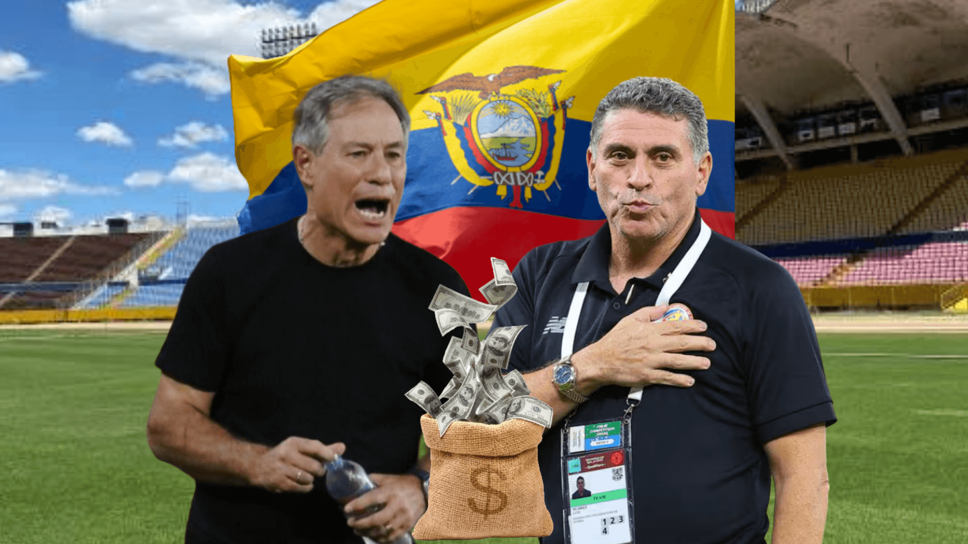 Ariel Holan, Luis Fernando Suárez. Foto tomada de: BSC/ El Universo