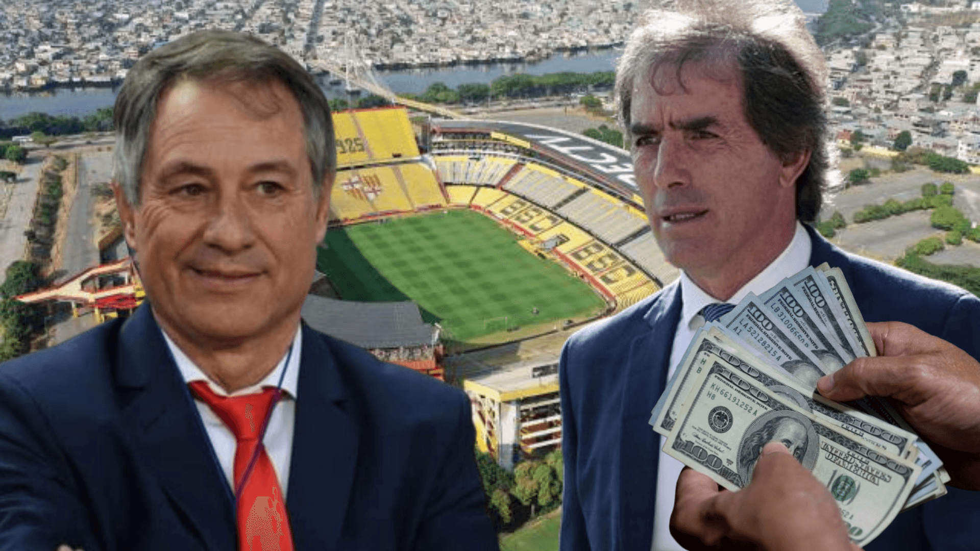 Ariel Holan y Guillermo Almada en el Estadio Monumental (Foto tomada de: Expreso/Independiente de Avellaneda/Marca/El Universo)