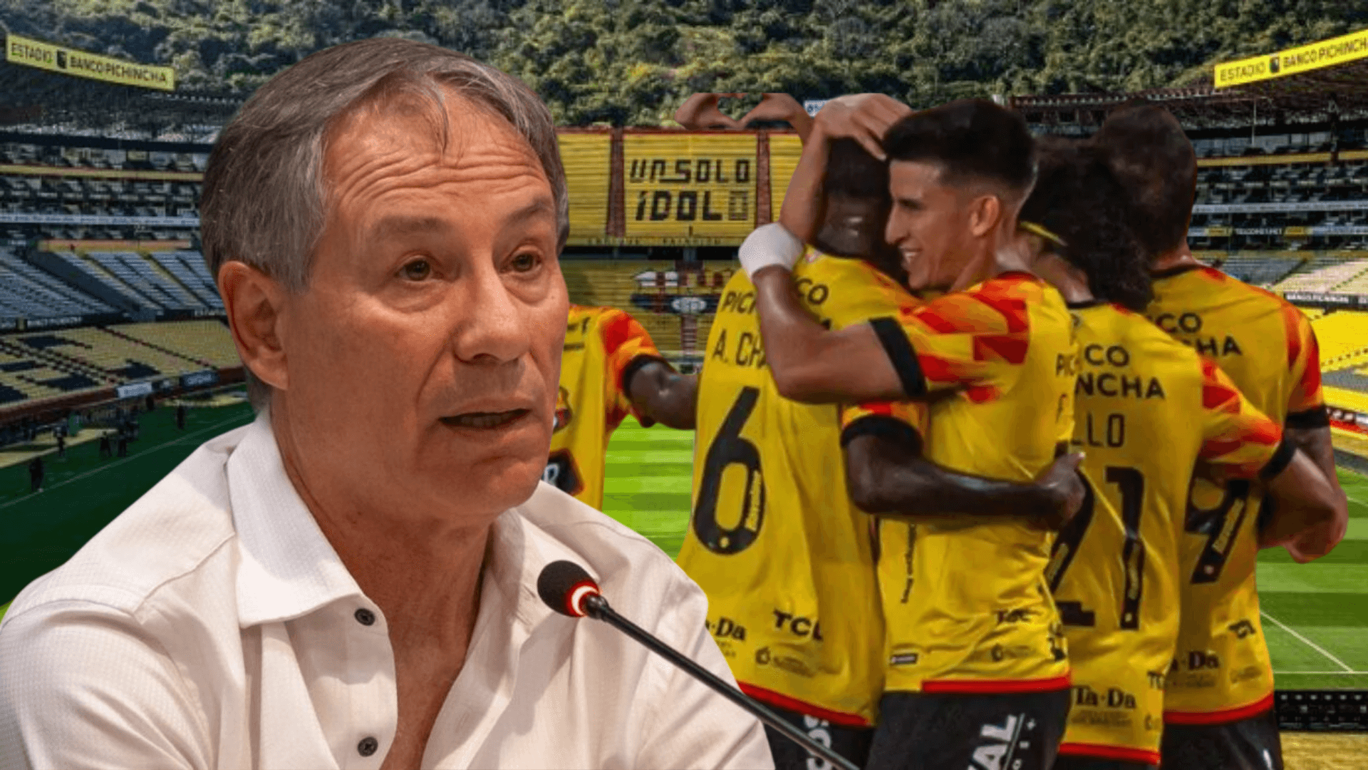 Ariel Holan y jugadores de Barcelona SC (Foto tomada de: Barcelona SC/API)