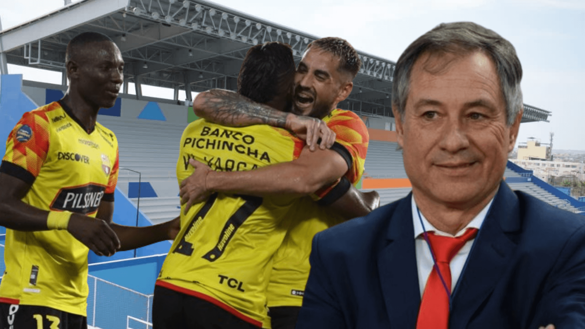 Ariel Holan y los jugadores de Barcelona SC en el Estadio Jocay (Foto tomada de: Manabí/Independiente/API)