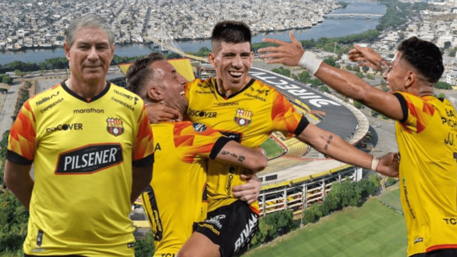 Ariel Holan y los jugadores de Barcelona SC en el Estadio Monumental (Foto tomada de: Expreso/Barcelona SC/API)