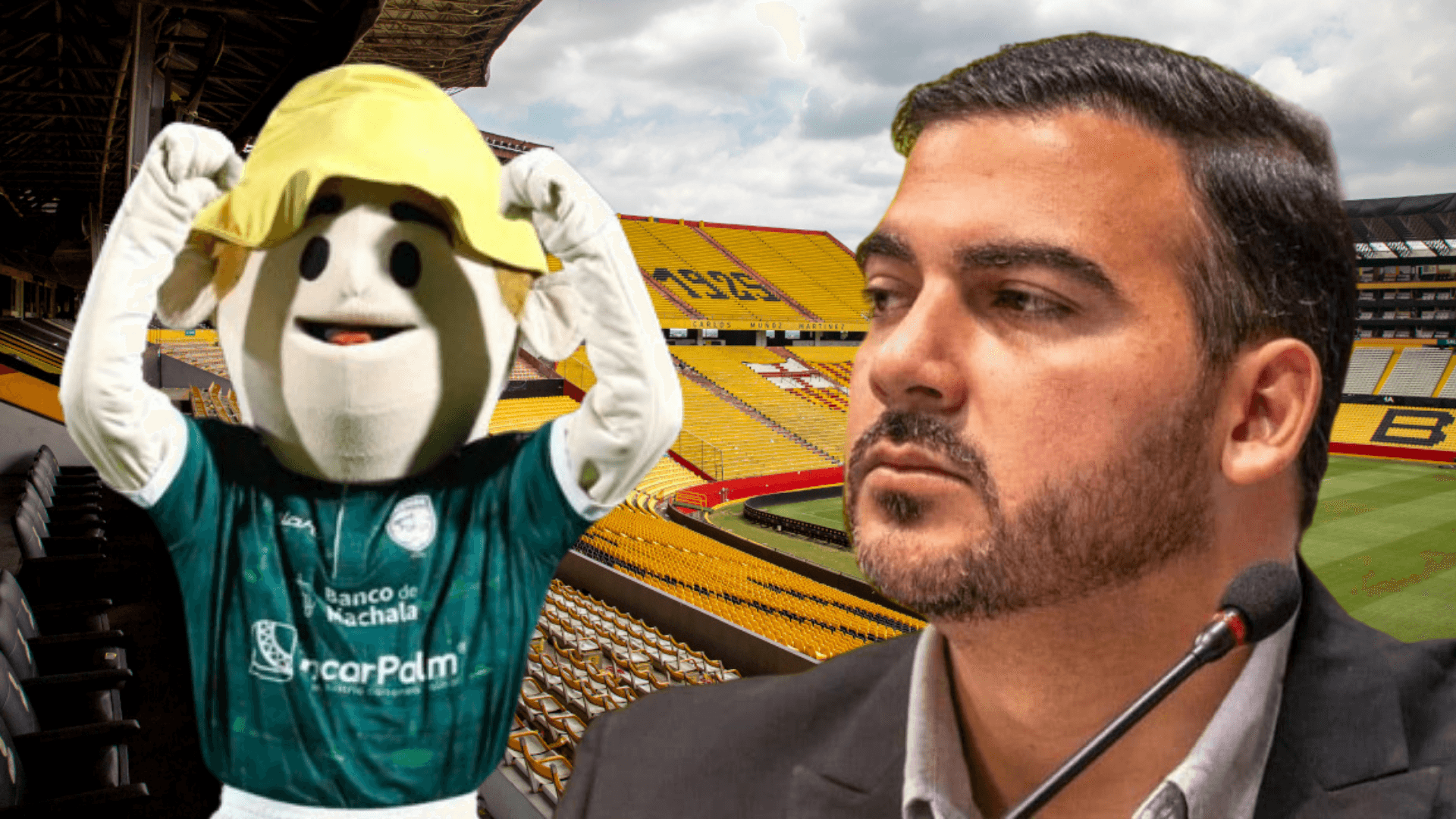 Bananerito y Antonio Álvarez en el Estadio Monumental (Foto tomada de: Primicias/Extra/Liga Pro)