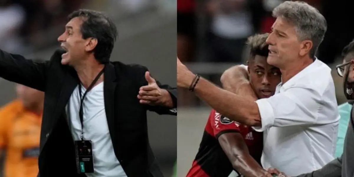 Barcelona SC cayó por dos a cero ante Flamengo y terminó con sus sueños de avanzar a la final. Tras el pitazo del referí se acercaron a conversar Fabián Bustos con Renato Gaúcho ¿Qué se dijeron?